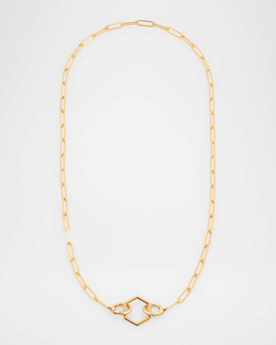 18K Gold Open Ball Foundation Paperclip Chain Necklace, 18"